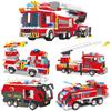Stadt Feuerwehr Schnellboot Rettungsflugzeug Modell Bausteine Mit Mini-Figuren Kinder Pädagogisches DIY Spielzeug Geburtstagsgeschenke