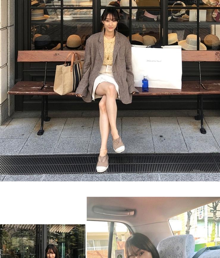 Korean Style Striped Canvas Shoulder Briefcase for Women