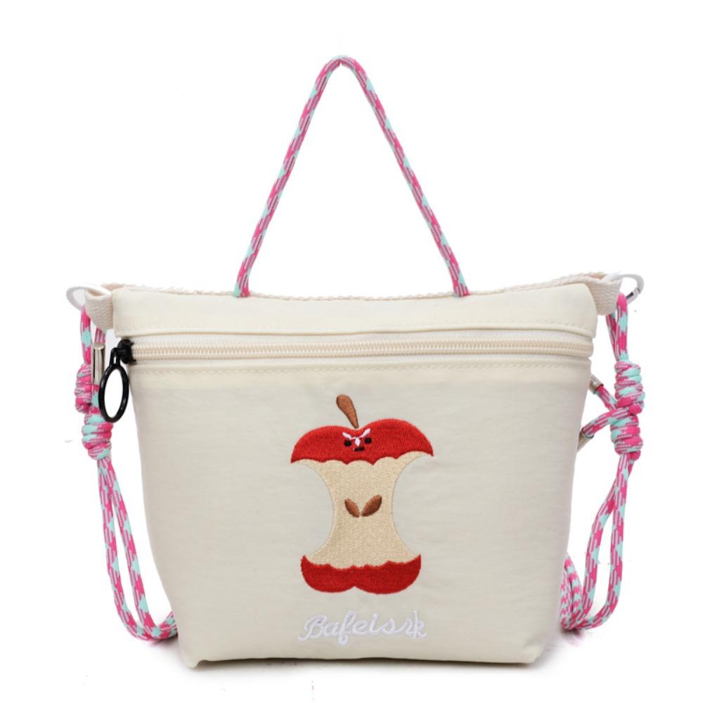 

Embroidered Nylon Shopping Bag Japanese Style Phone Crossbody Bag Embroidery Shoulder Bag Shopping бежевый