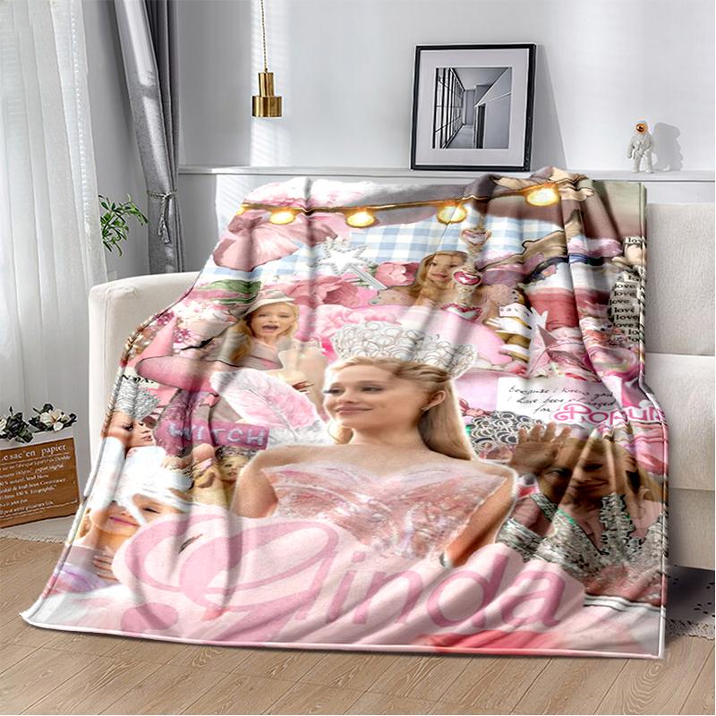 3D Glinda Musical Movie Wicked Cartoon Soft Plush Blanket,Flannel Blanket Throw Blanket for Living Room Bedroom Bed Sofa Cover