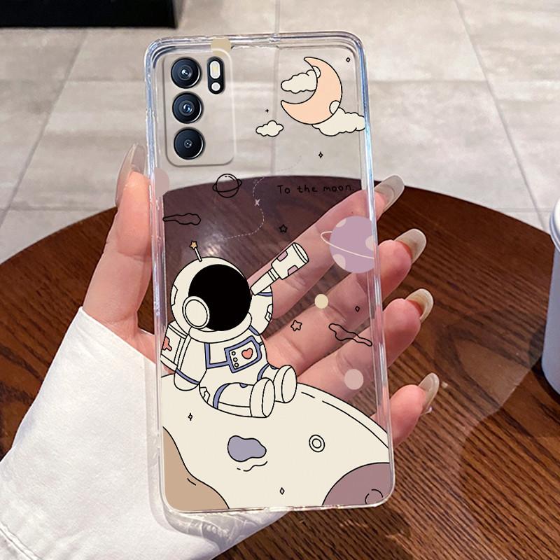 For OPPO Reno6 5G Capa Shell For Reno 6 5G Cases Coque Clear Silicone Soft TPU Back Cover Cute Rabbit Cat Dinasaur Phone Case