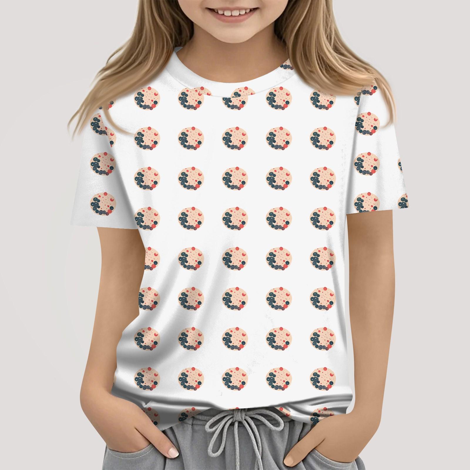 

Toddler Girl Boy T-Shirts Kids Top Boys And Girls Printed Short Sleeved T-shirt 150 білий