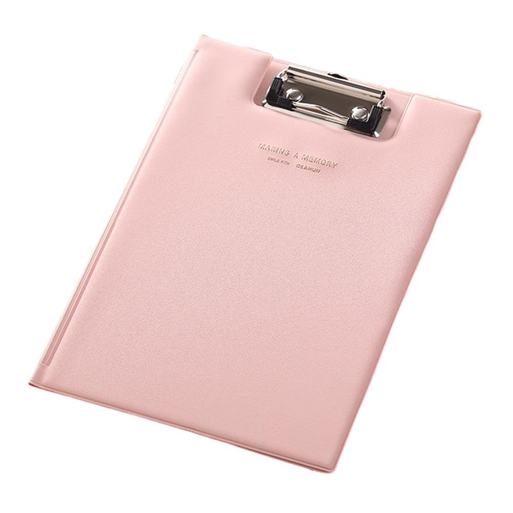 

PU Leather Clipboard Color Contract Folder Simple Student Writing Pad Gift A5 Pink