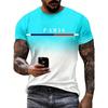 Summer Gradient Paris Letter 3D Printed T-shirt for Outdoor Sports Quick Drying Short Sleeved Men's T-shirts