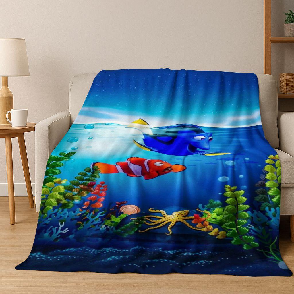 HD Cartoon Finding Nemo Underwater World Flannel Blanket,Warm and Cozy Soft Throw Blanket for Home Bedroom Bed Sofa Picnic Cover