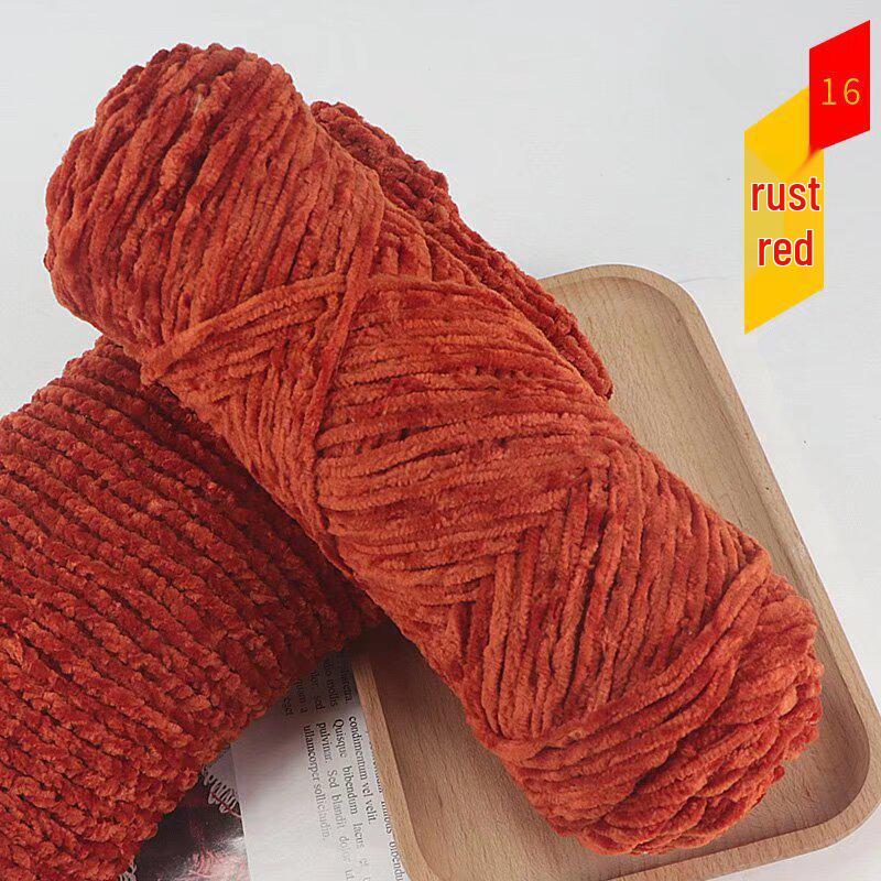 Chenille Golden Silk Velvet Yarn Ball - Medium Thick Glossy Yarn for Hand Knitting and Crochet Slippers.
