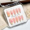10/30pcs 5D Ice Transparent Pink Long Coffin False Nails 3D Cute Tulip & Acylice Flower Press On Nails Full Cover Fake Nails D&4