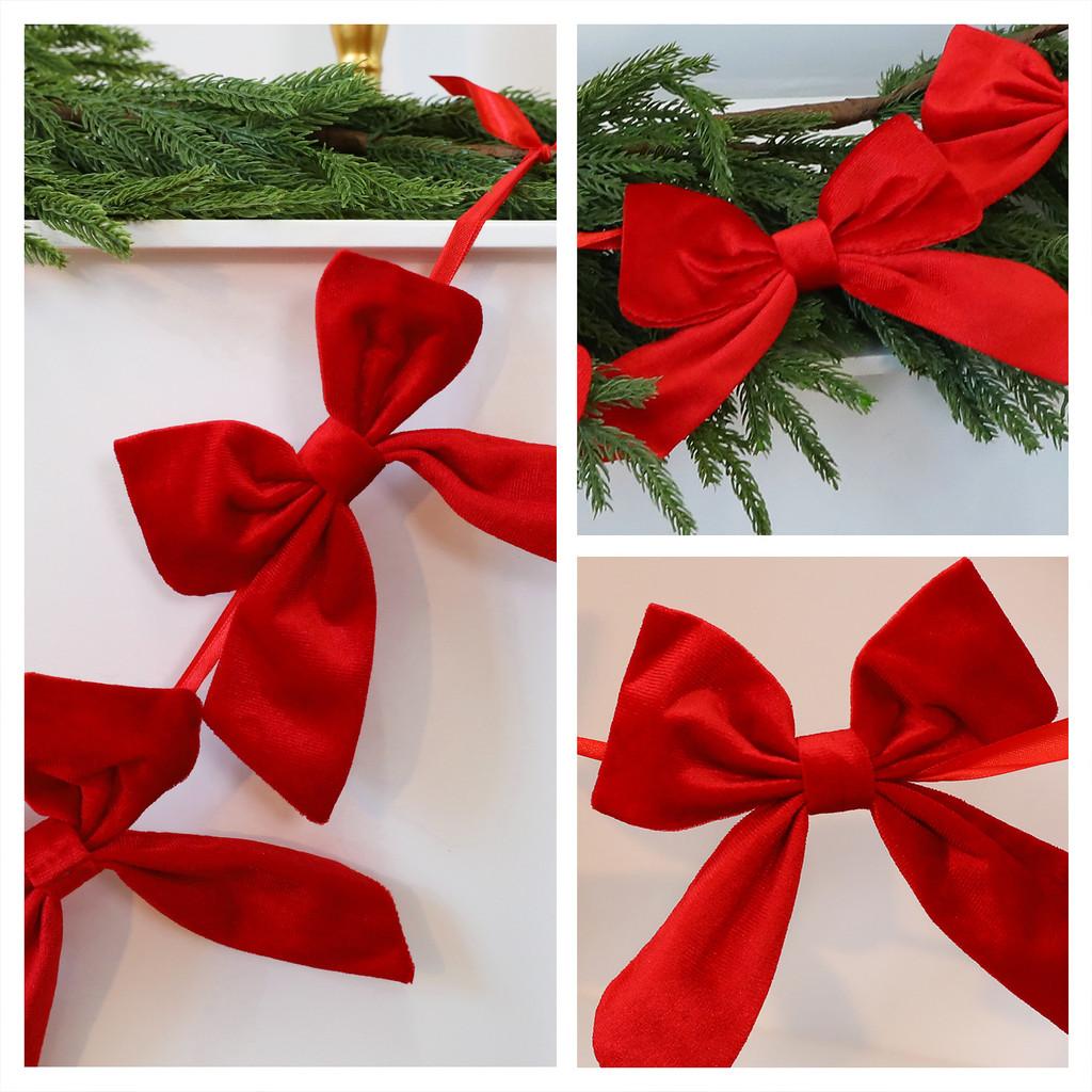 Festive Christmas Window Hanging With Red Bow And Ball Garland For Hotel Decor