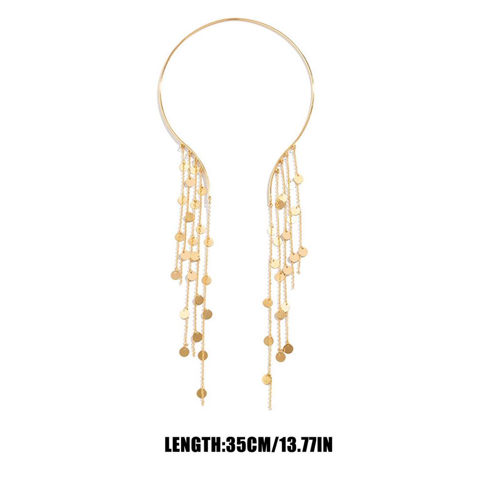 Elegant Long Tassels Necklace with Faux Coin Pendant for Women Perfect for Evening Gowns and Business Meetings