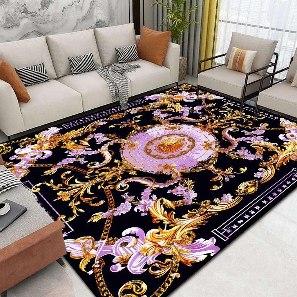 European Luxury Gold Carpets for Living Room Fashion Abstract Lounge Decor Sofa Table Mat Large Area Washable Rugs for Bedroom