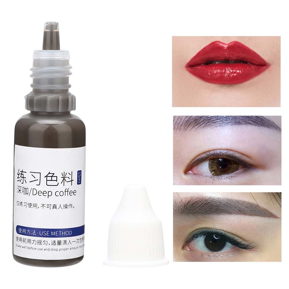 Plant Extract Practice Tattoo Ink Fast Coloring Practice Skin Tattoo Pigment for Beginners 15mlDeep Coffee
