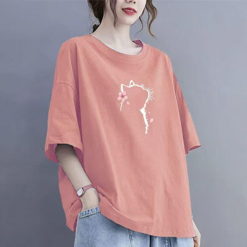 Summer Women Cotton Short-sleeved T-shirt Women Loose Tops