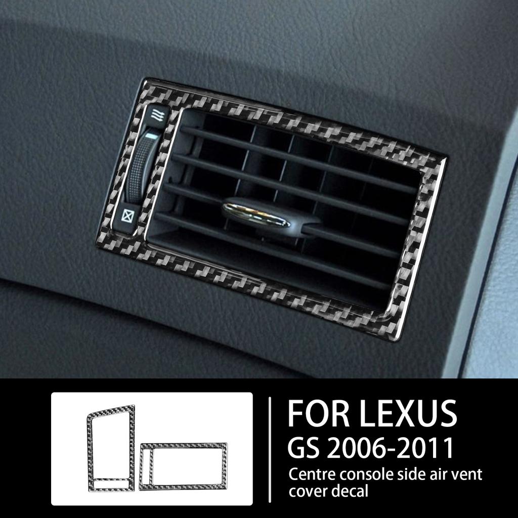 For Lexus GS 2006-2011 Center Console Side Air Outlet Vent Cover Trim Sticker Decal Carbon Fiber Interior Car Accsesories