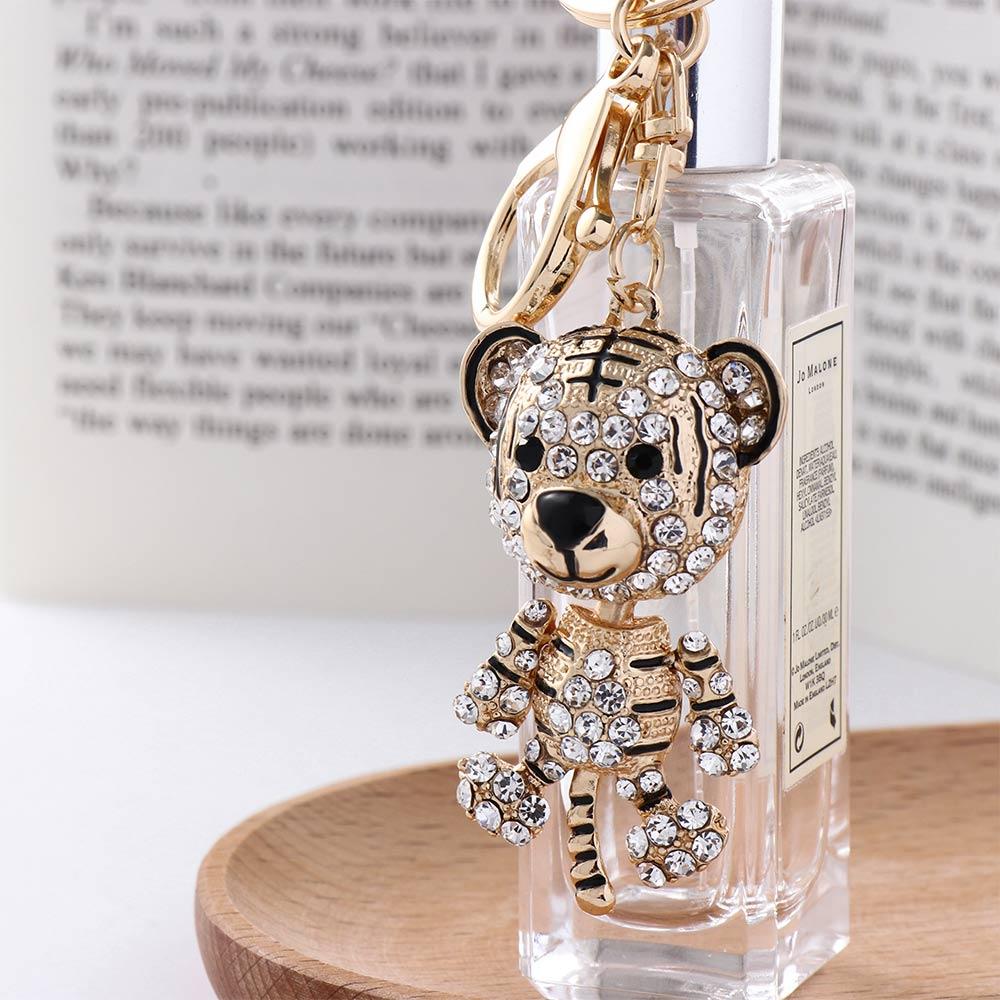 Couple Gifts DIY Trinkets Car Keychain Metal Rhinestone Keychain Tiger Key Chain Tiger Key Ring