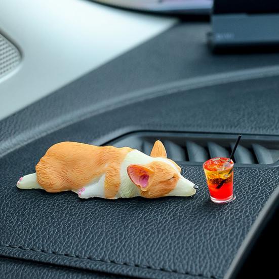 Ozdoba do auta Corgi Roztomilý Mini Spící Corgi Dekorace do auta Ozdoba na středovou konzoli Dárek pro milovníky aut a domácích mazlíčků