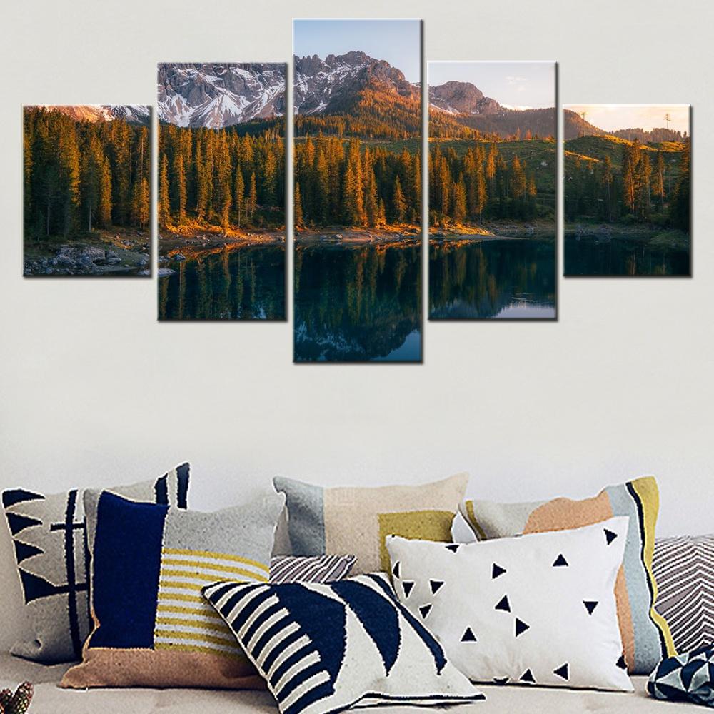 5 Piece Wall Arts Poster Painting Nature Karersee Lake Serene Wallpaper Modern Pictures For Living Room Mural Landscape Image