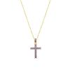 Necklace - LUXENTER - Amku - 18 Carat Yellow Gold - Amethyst Zirconia - Length 42 Cm
