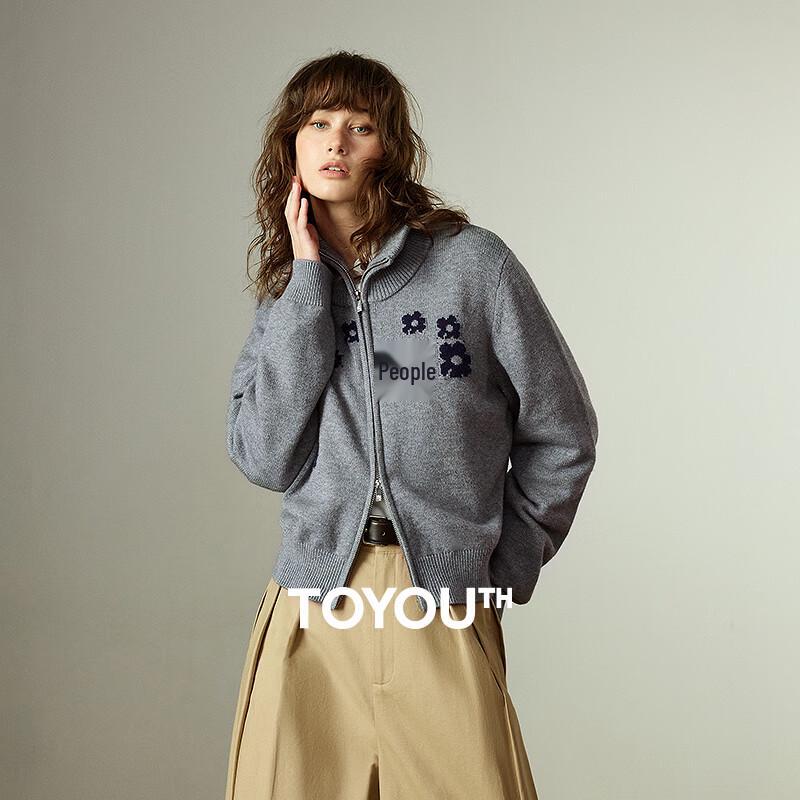 

Chuyu Women s Jacquard Zipper Stand Collar Knit Cardigan M