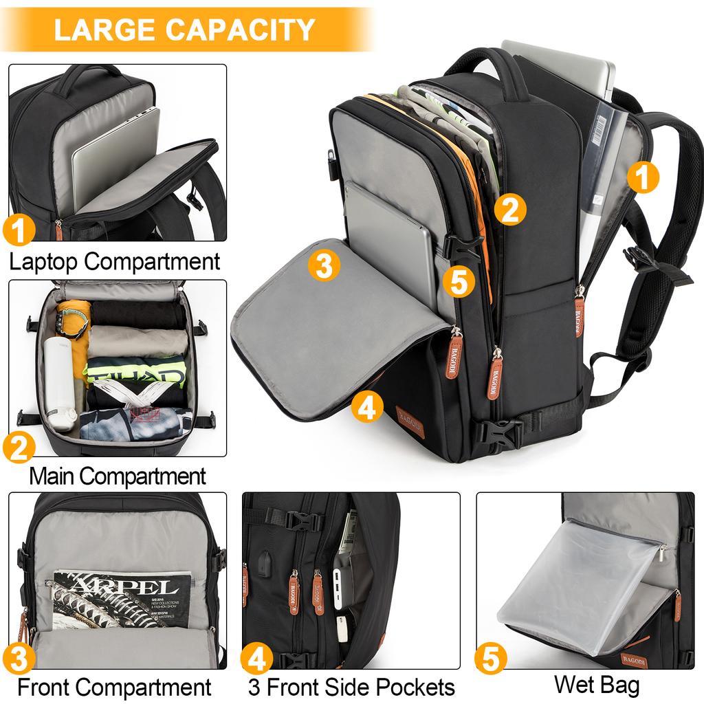 Large Capacity Travel Backpack for Men and Women with USB Charging Port and Separable… More