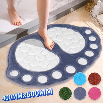 Tappeti da bagno con piedini in rilievo in velluto corallo Tappetino da bagno antiscivolo super assorbente Tappeto da bagno in ciottoli lavabile Tappeto in memory foam a forma di piede carino