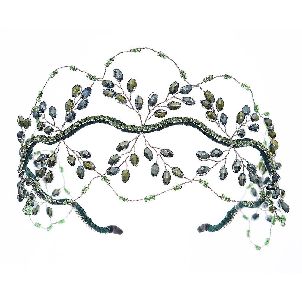 Handmade Crystal Beaded Bridal Crown Wedding Toasting Hair Accessories Wedding Headdress Mesh Bridal Headband