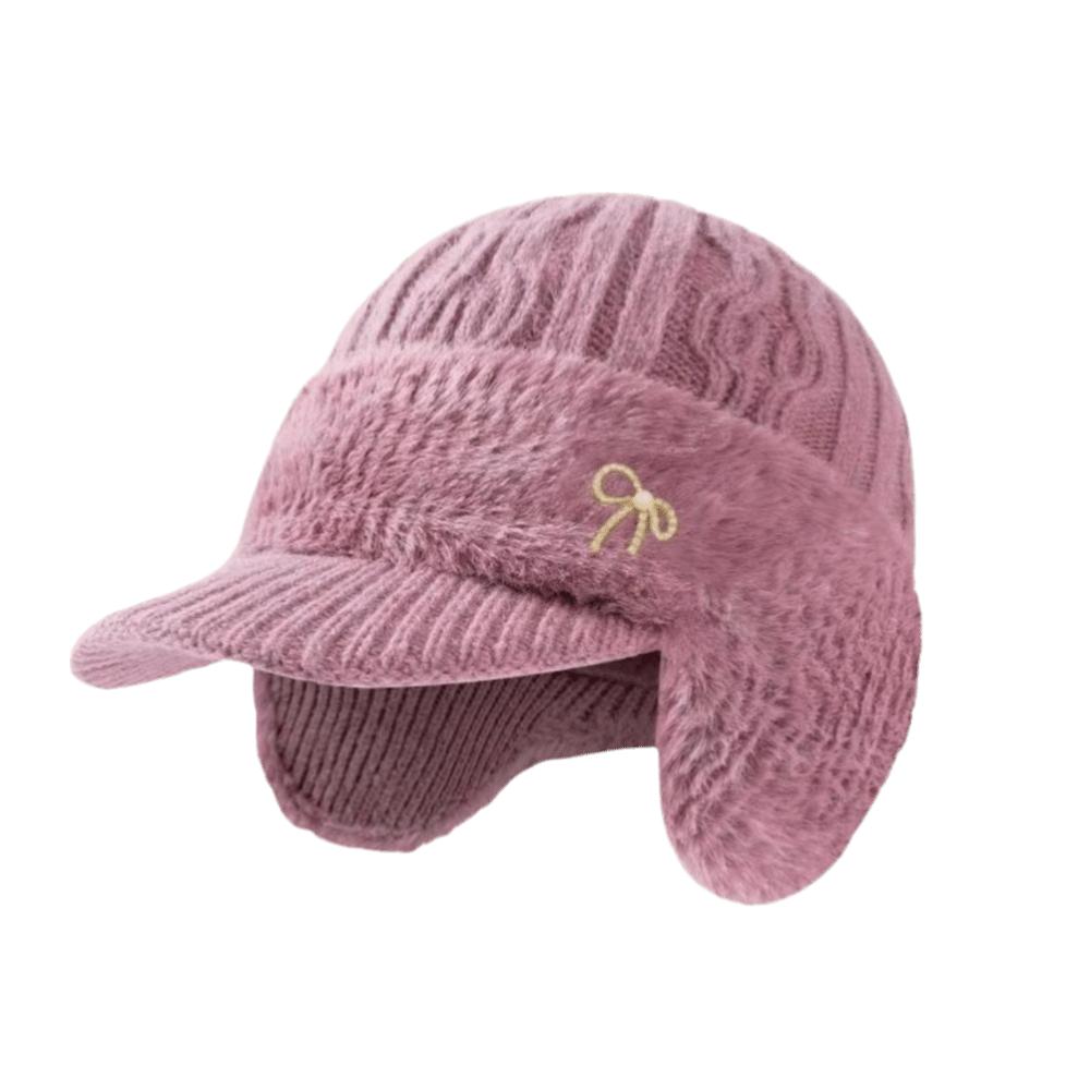 

Outdoor Middle-aged Mother Hat Windproof Bowknot Knitted Peaked Hat Thickened Keep Warm Bomber Hat Winter