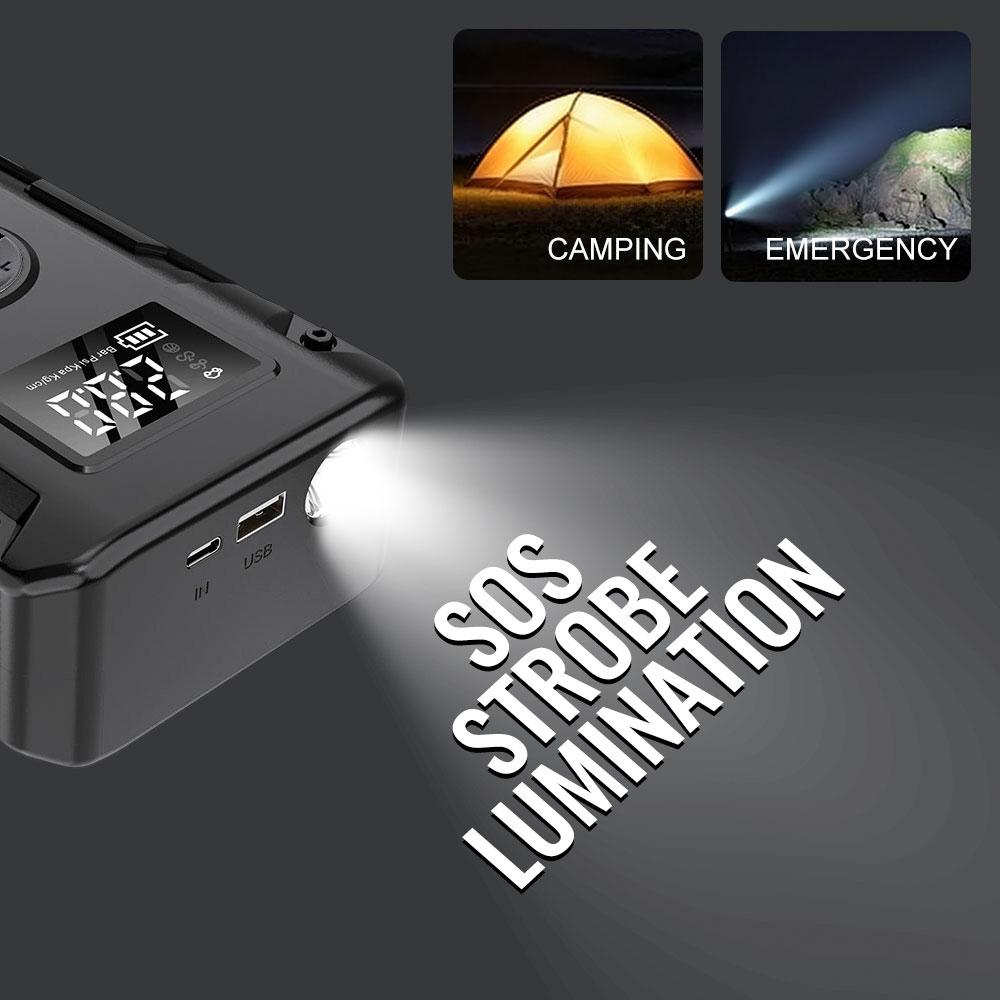 Car Jump Starter Car Battery Starter Air Pump Car Accessories Outdoor Activity Emergency Charger Power Bank Auto Starting Device Emergency Start