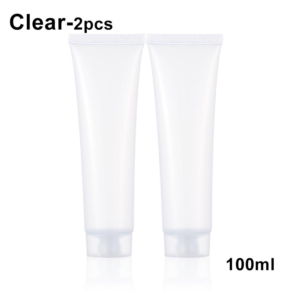 2Pcs Travel Size Empty Matte Clear Tube Cosmetic Cream Lotion Shampoo Bath Squeeze Lotion Containers Refillable Bottles