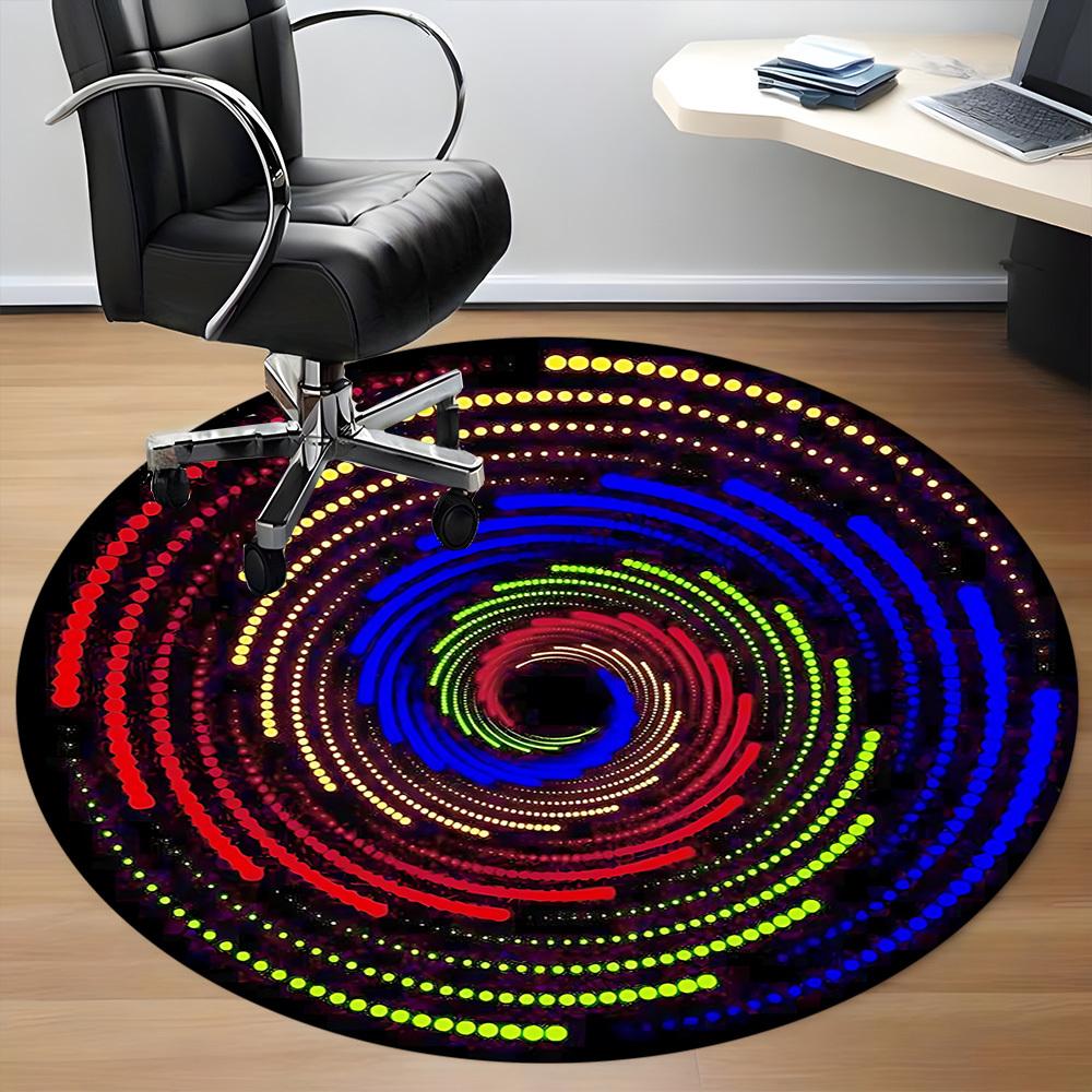 1pc Neon Lights Carpet, Round Non Slip Durable Large Size Office Carpet, Suitable for Office