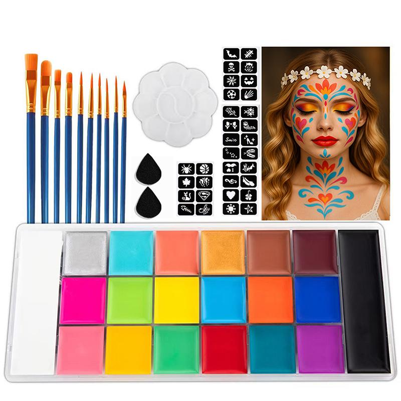 Face Body Paint Palette Professional Flash Non Toxic Safety Tattoos Paint Party Decoration Artist Fancy Makeup Set
