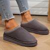 Solid Color Slippers, Casual Slip On Plush Lined Shoes, Comfortable Indoor Home Slippers