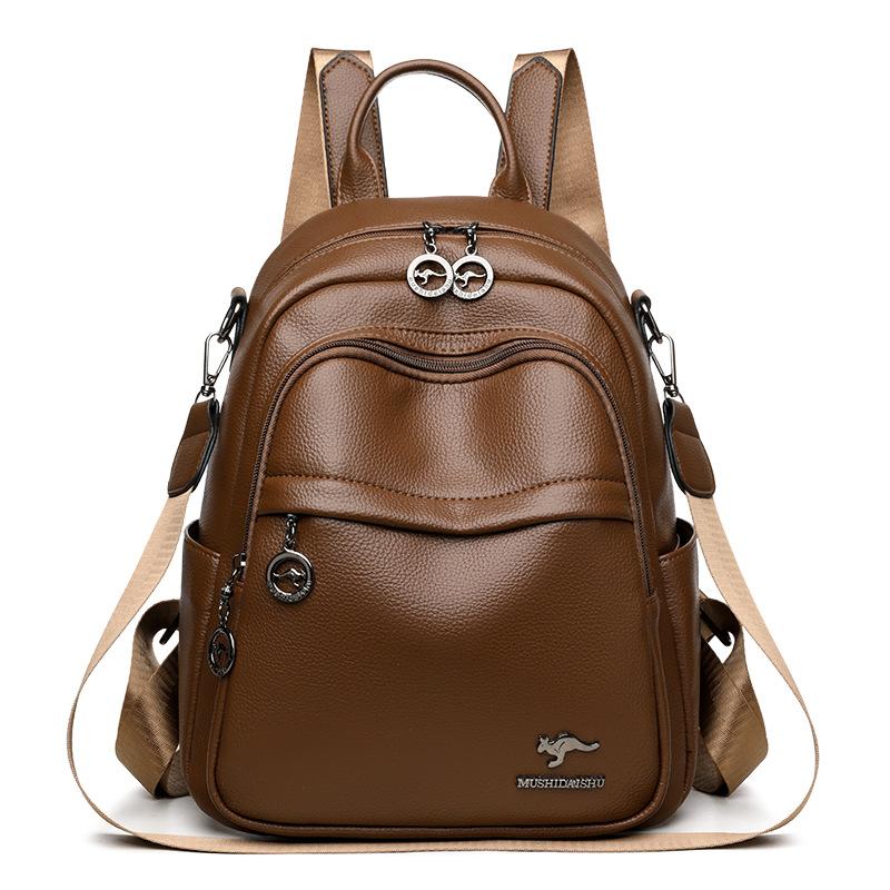 

Женский ПУ рюкзак большой вместимости, дорожная многофункциональная сумка на плечо коричневый