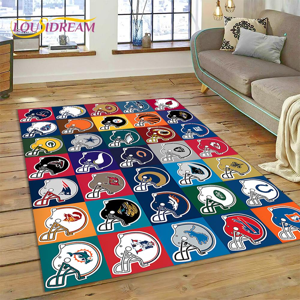 American Football N-NFL Zeichen Rugby Gamer Teppich für Wohnzimmer Schlafzimmer Dekoration, Bodenteppich rutschfeste Dekoration für Sofa Fußmatte