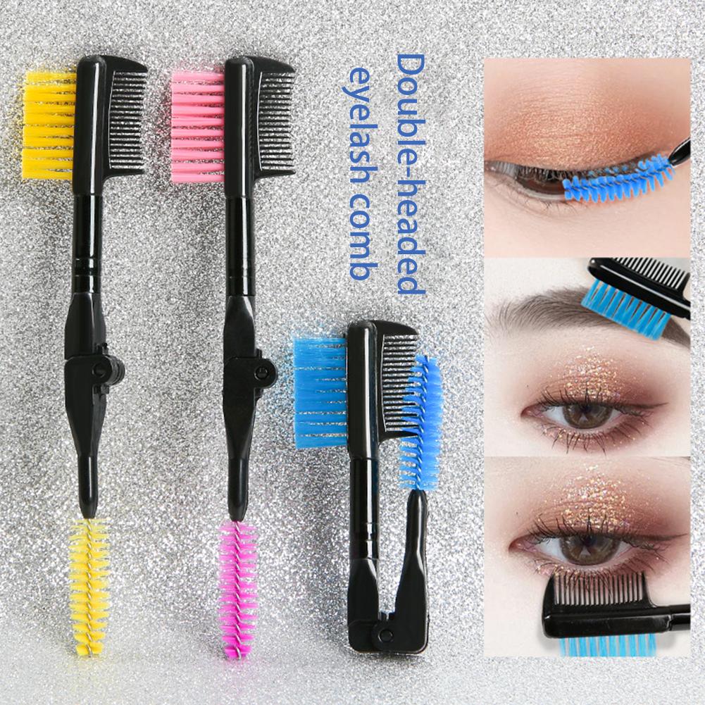Faltbarer doppelseitiger Augenbrauenpinsel Wimpernbürste Kamm für Augen Make-up Mascara-Stäbe Applikator Tragbares Schönheitskosmetikwerkzeug