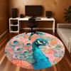 1PC Peacock Flowers Office Round Area Rug, Under Office Chairs Bedroom Living Room Home Decor,Carpet for Office, -1110173