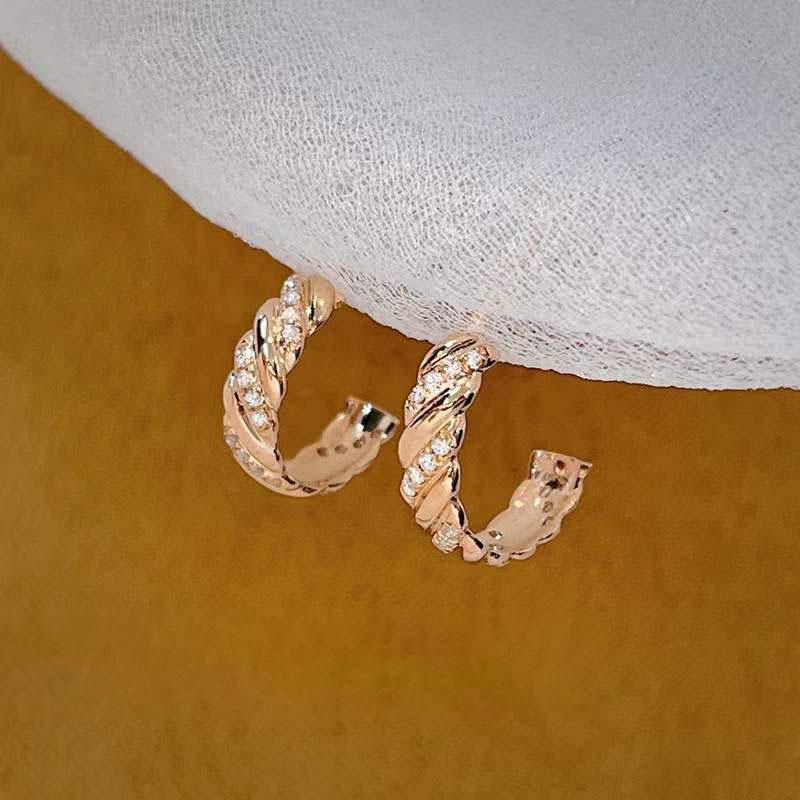 

Роскошные серьги-кольца в европейском и американском стиле из стерлингового серебра 925 пробы с золотым покрытием и бриллиантами 925 Silver