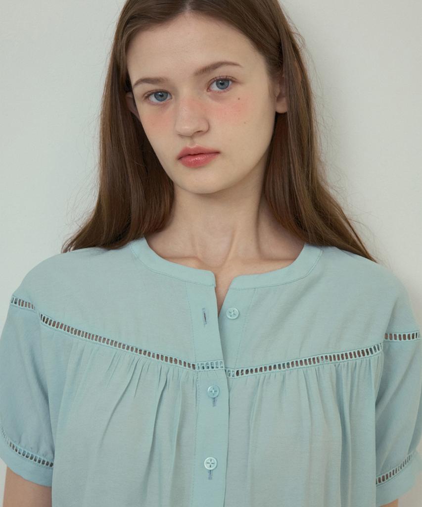 Aueonoseuteljia Boho Lace Mini Blouse_Ash Blue(O25-Bl03)