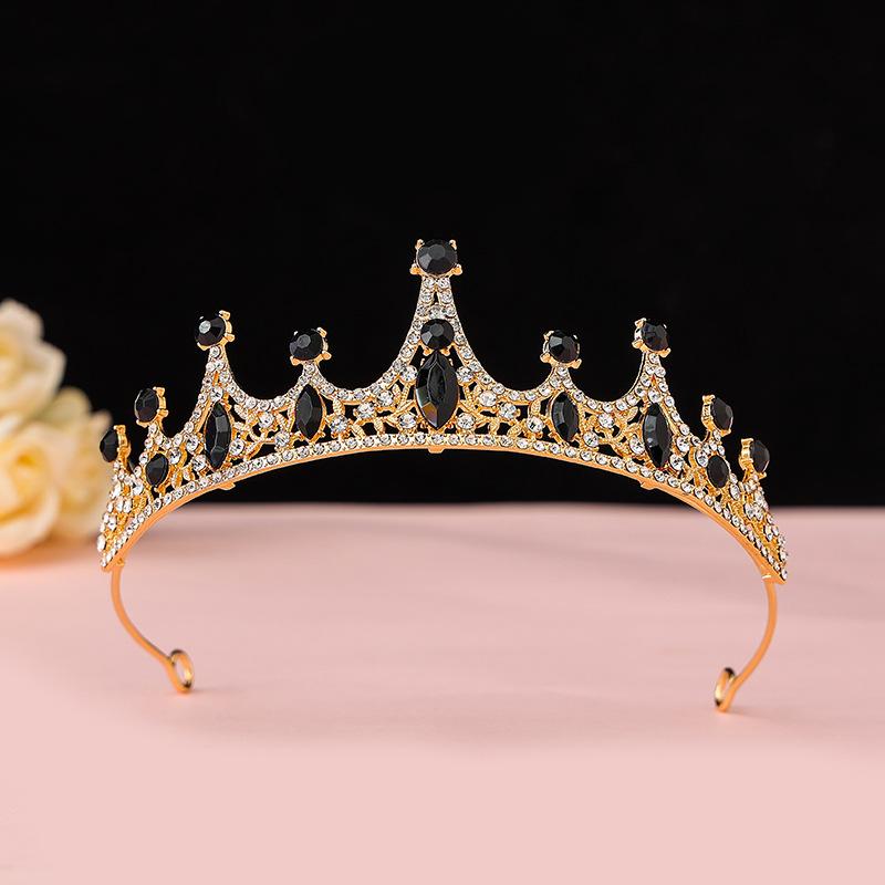 Black Baroque Crown Tiara Bride Eighteen Female Bar Mitzvah Birthday Princess Crown