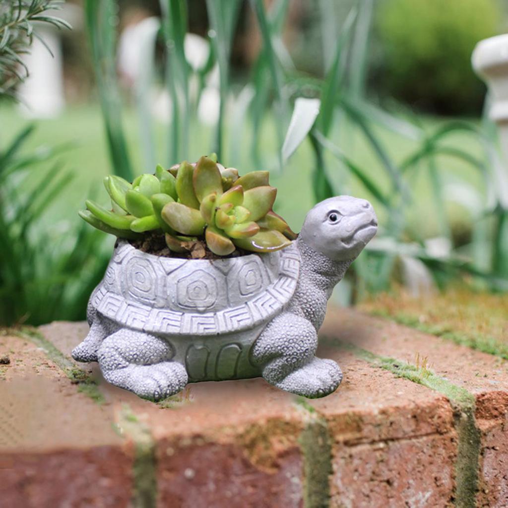 Turtle Planter Pot Collectible Artwork Flower Pot for Cabinet Backyard GiftResin Succulent Pots Holder Creative Decorative