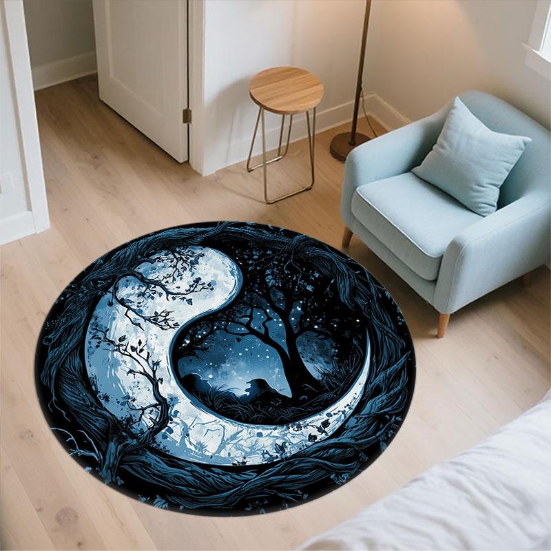 Forest pattern round rug,Carpet Rug for Living Room Bedroom Playroom ,Non-slip Floor Mat,Holiday Gifts and Birthday Gifts.