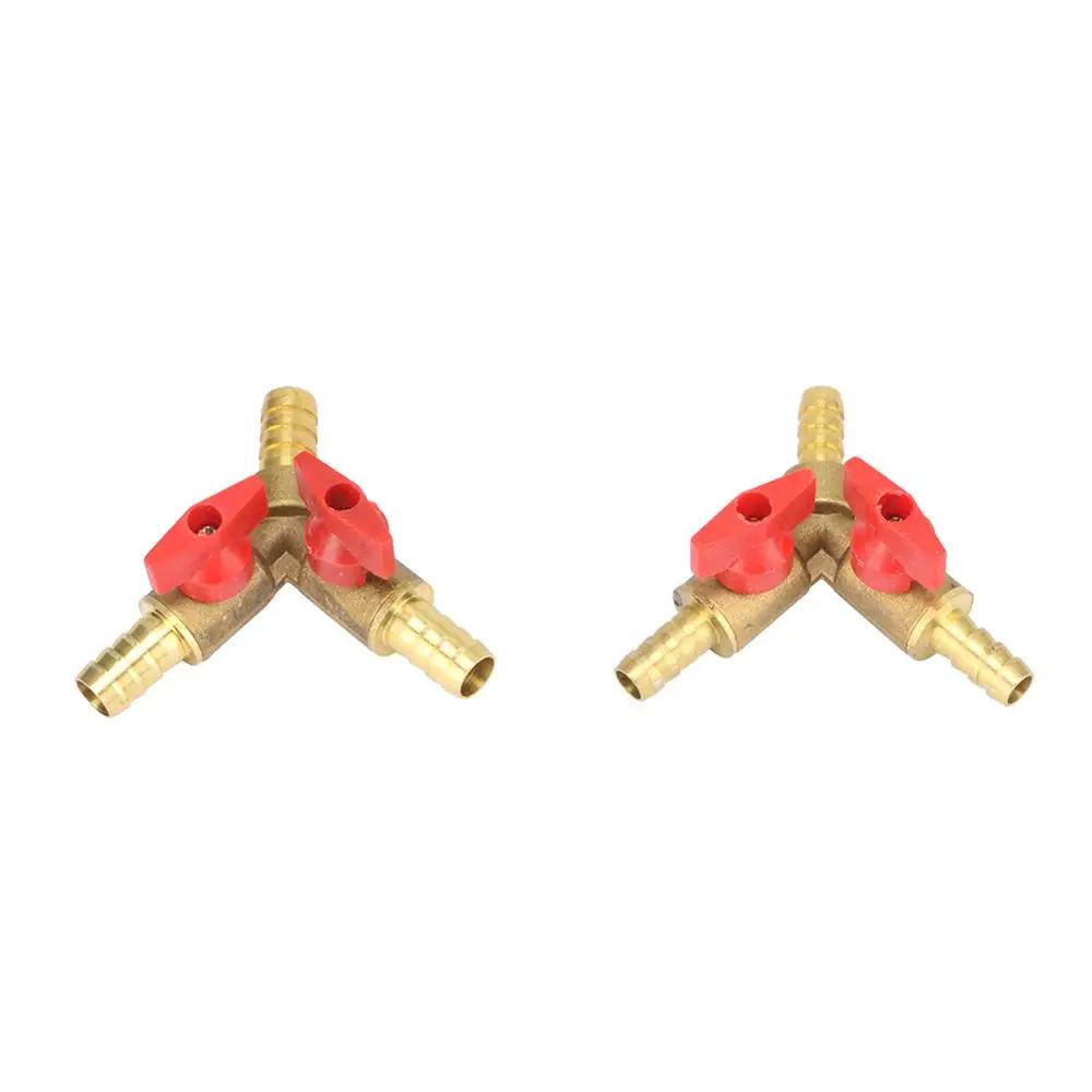 8mm 10mm Schlauchstutzen Y-förmiges Dreiwege-Messing-Absperrkugelhahn Rohrverschraubung Verbinder Adapter für Kraftstoff Gas Wasser Öl Luft 1 Stück
