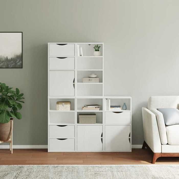 VidaXL Side Cabinets 5 Pcs ODDA White 40x24x79 Cm Solid Pine Wood, Cabinet, Buffet, Kitchen Storage Furniture, 3365367