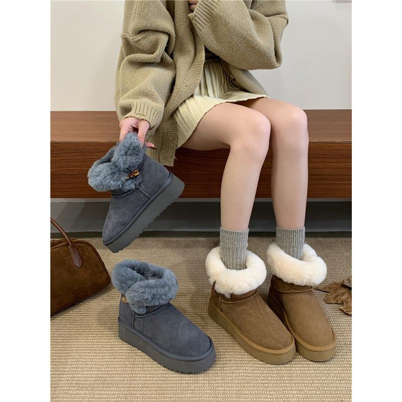 Thick-soled Snow Boots, Fluffy Boots for Women, Northeastern Cotton Shoes, Plush Warm Plush Short Boots for Women
