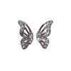 Asymmetrical Double Ear Cuff Studs with Diamond-Like Half Butterfly Wings