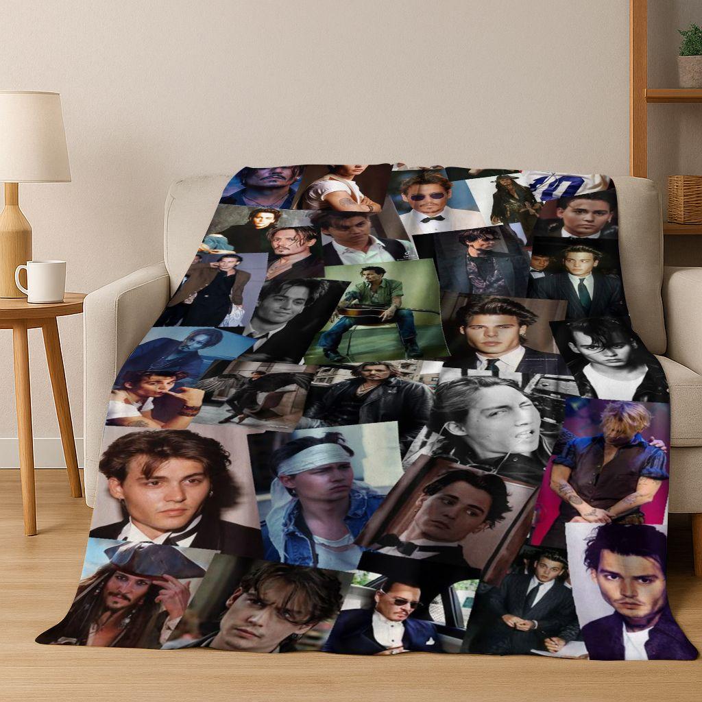 26 Stili Johnny Depp Arte Coperta di Flanella, Calda e Accogliente Morbida Coperta da Divano per Casa Camera da Letto Letto Divano Picnic Ufficio Copertura Regalo bambino