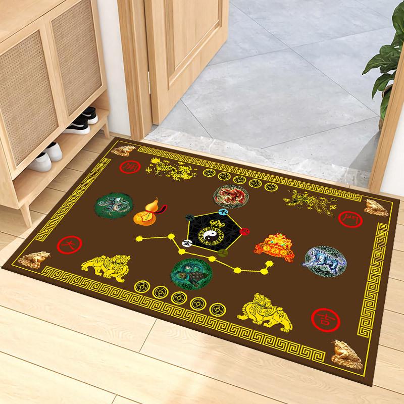 Seven Stars Luck & Fortune Entrance Mat with Five Emperor Coins
