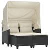 VidaXL Garden Sofa 2 Seater with Canopy and Stools, Patio Seat, Outdoor Balcony Terrace Furniture, Black Resin 365780