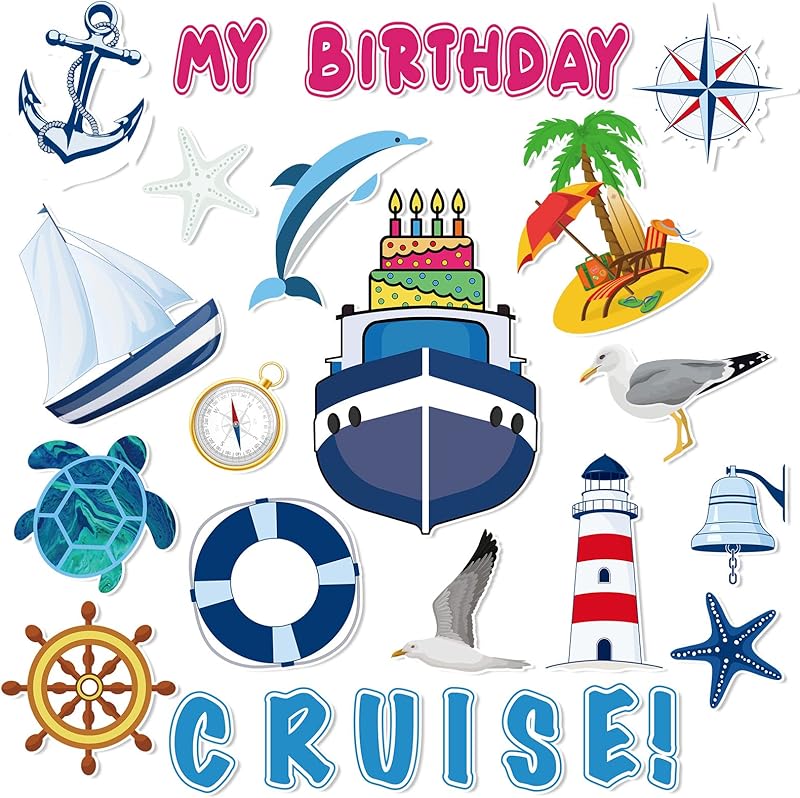 

25 Pcs Birthday Cruise Door Magnets Decorations Funny Cruise Ship Door Magnets Magnetic Reusable Magnet for Happy Birthday