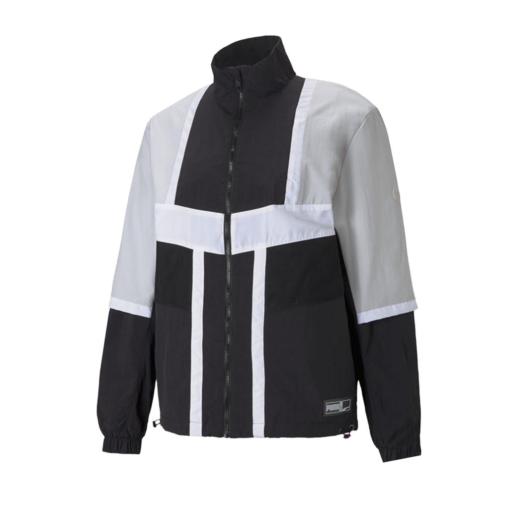 Puma Sports Lifestyle Series Logo Windbreaker Zipper Fashion Spliced Stand Collar Jacket Men Jackets Gray 530324-03