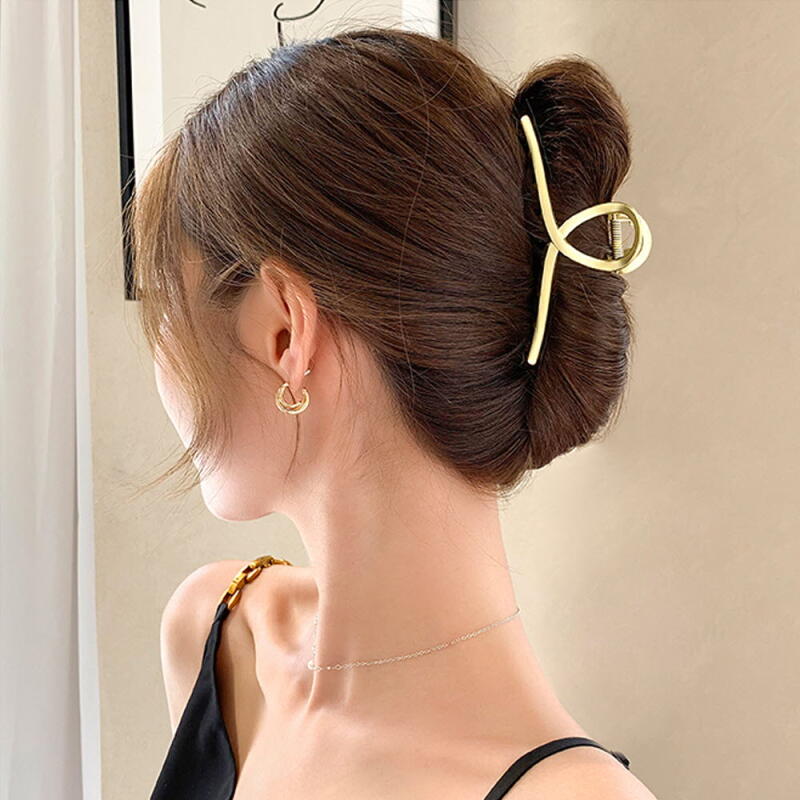 12cm big size metal cross hair clip Gold 1P